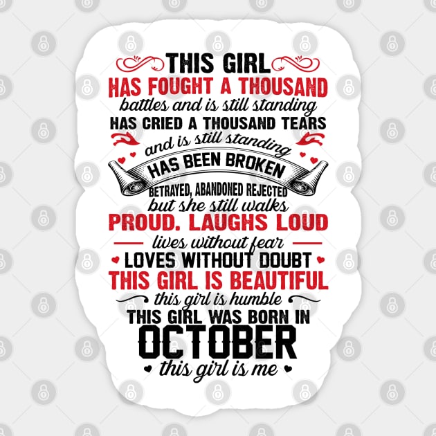 This Girl Was Born In October Sticker by xylalevans